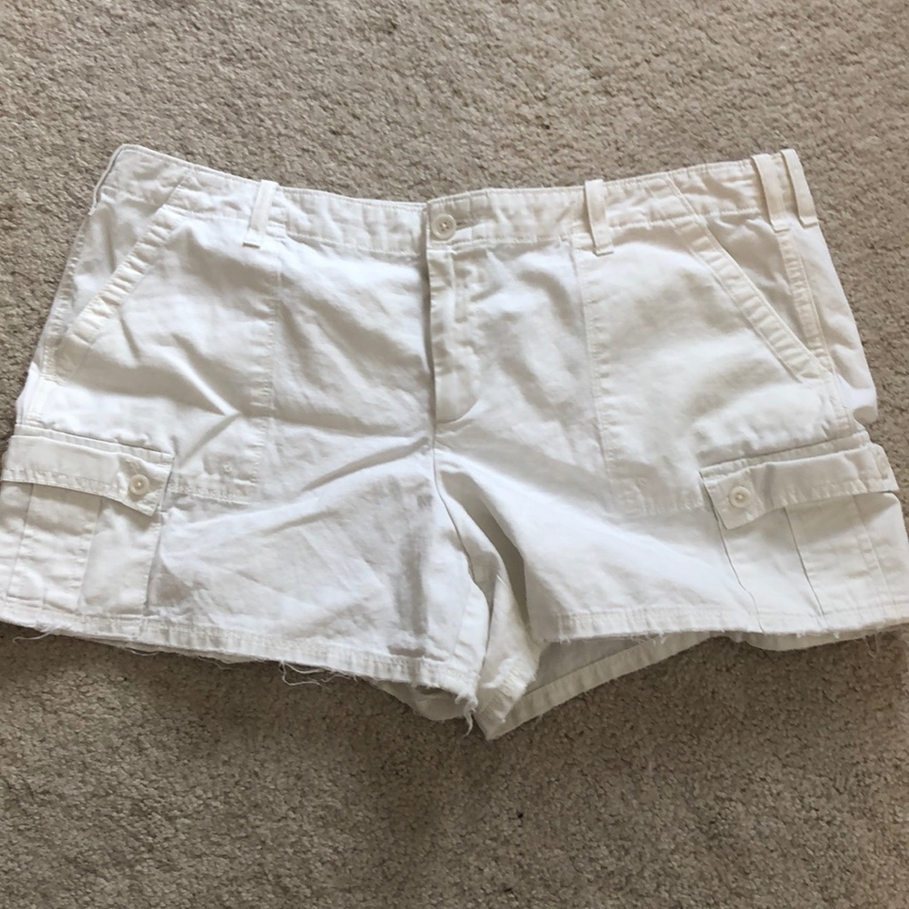 White cargo shorts.